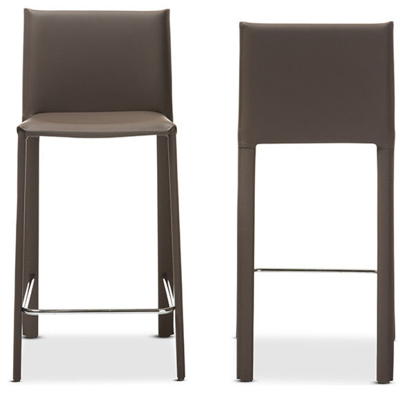 Crawford Leather Upholstered Counter Height Stools, Taupe, Set of 2