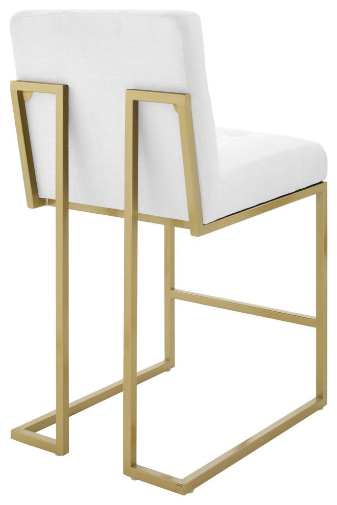Privy Counter Stool Upholstered Fabric Set of 2, Gold White