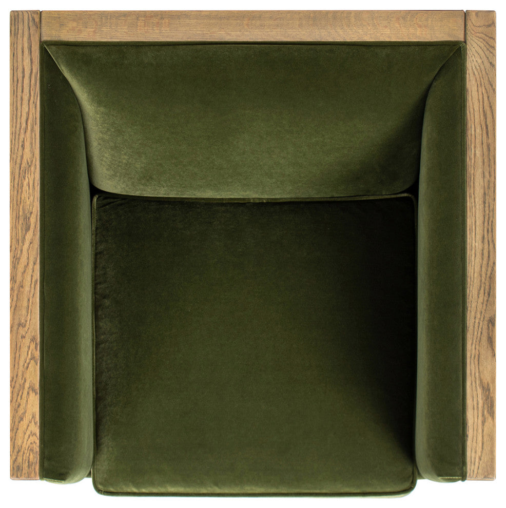 Georgia 34" Cane Rattan Tuxedo Armchair, Olive Green