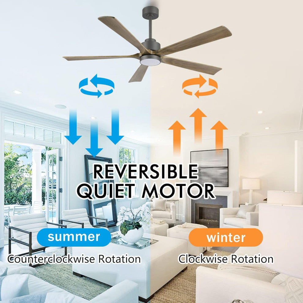 60 in LED Charcoal Ceiling Fan with Remote and Reversible DC Motor
