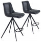 Set of Two Black on Black Faux Leather Triangle Base Counter Chairs