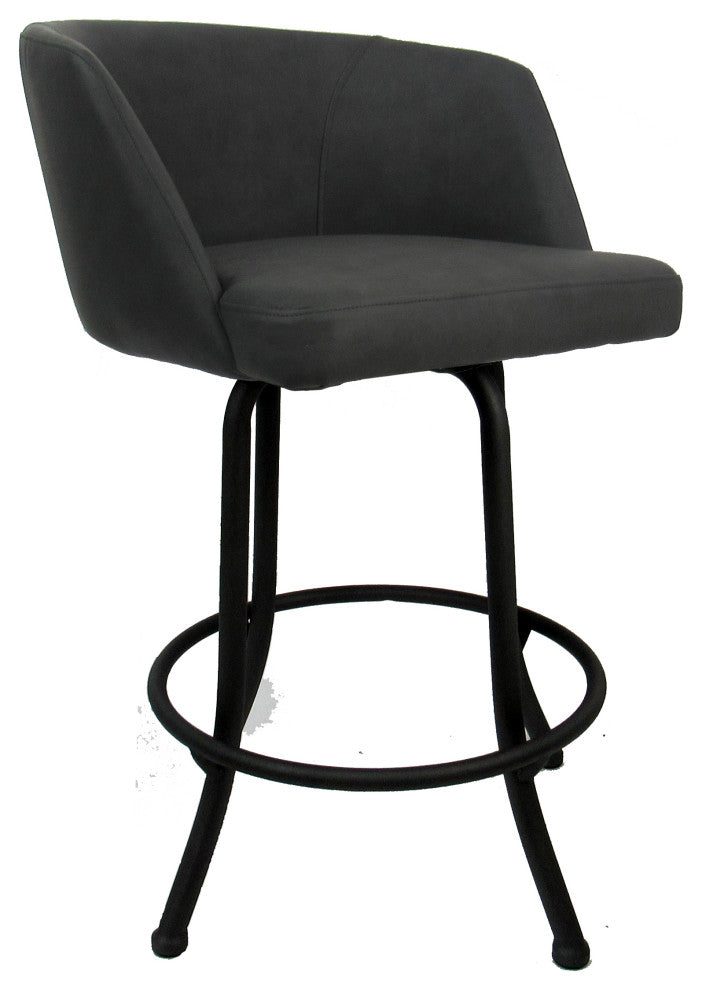 Joey Swivel Metal Stools, Set of 3, Moonstone, Black, 26"
