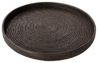 Artifacts Rattan™ Round Serving / Ottoman Tray, Tudor Black, Extra Large