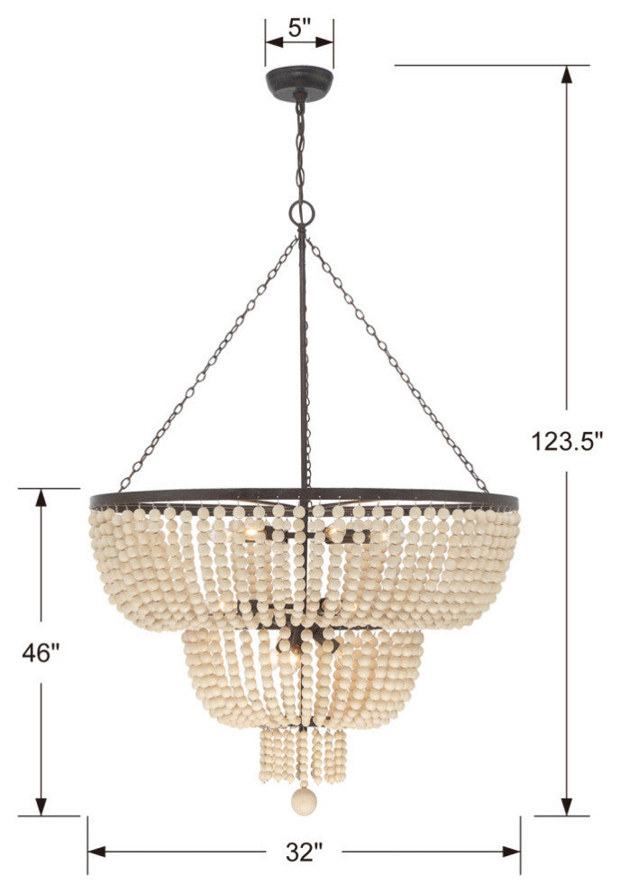 Crystorama 612-FB, 12-Light Chandelier, Forged Bronze