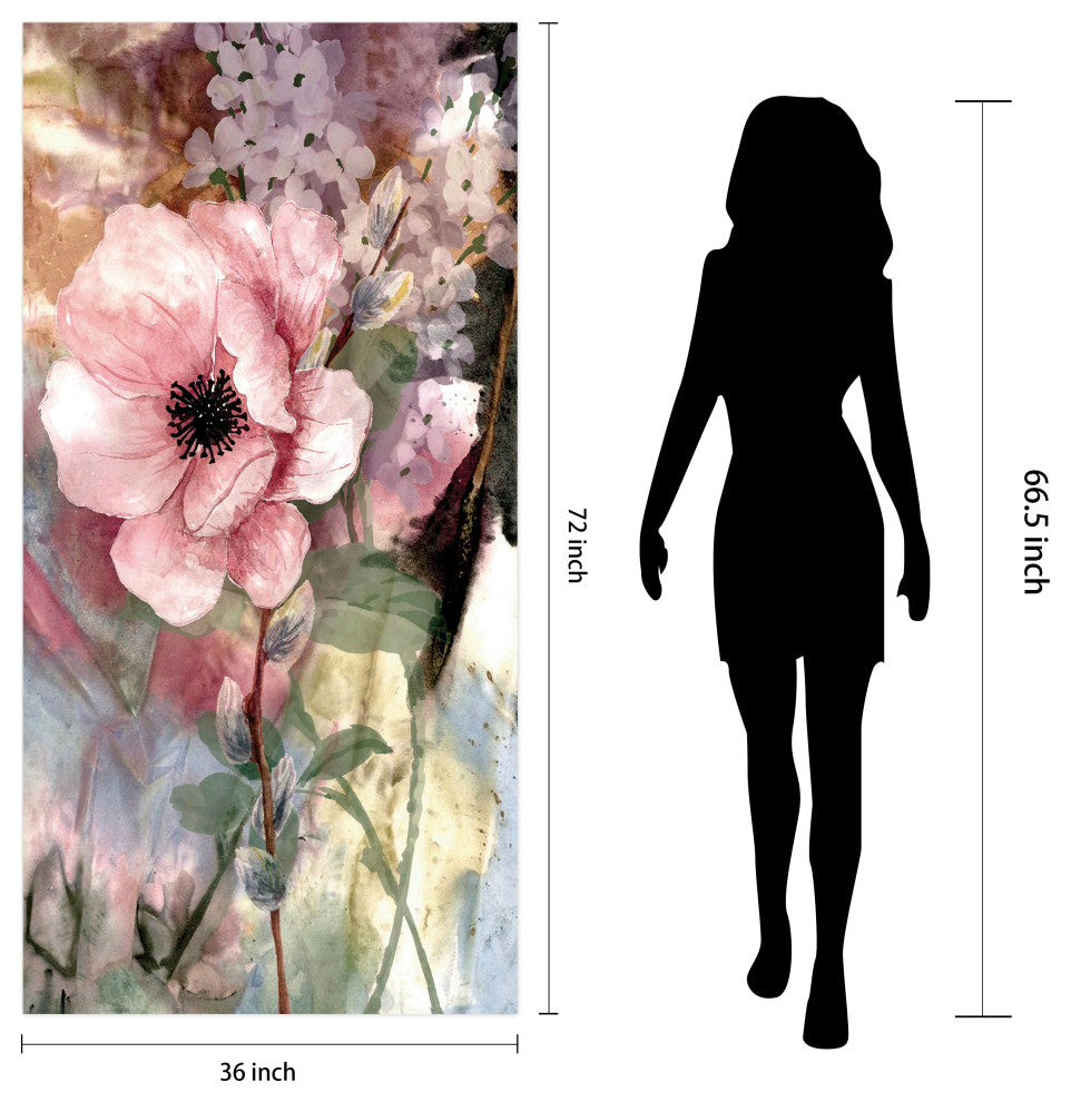 "Pastel Fleur I&II" Frameless Reverse Printed Tempered Glass Wall Art Set of 2