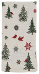 Holiday Table Napkins With Christmas Tree & Snowflakes Design, Ivory