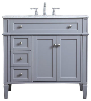 Elegant Decor Williams 36" Single Marble Top Bathroom Vanity in Gray