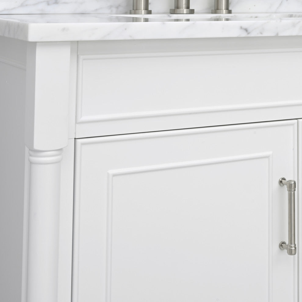 Avanity Bristol 36" Vanity Combo in White and Carrara White Marble Top