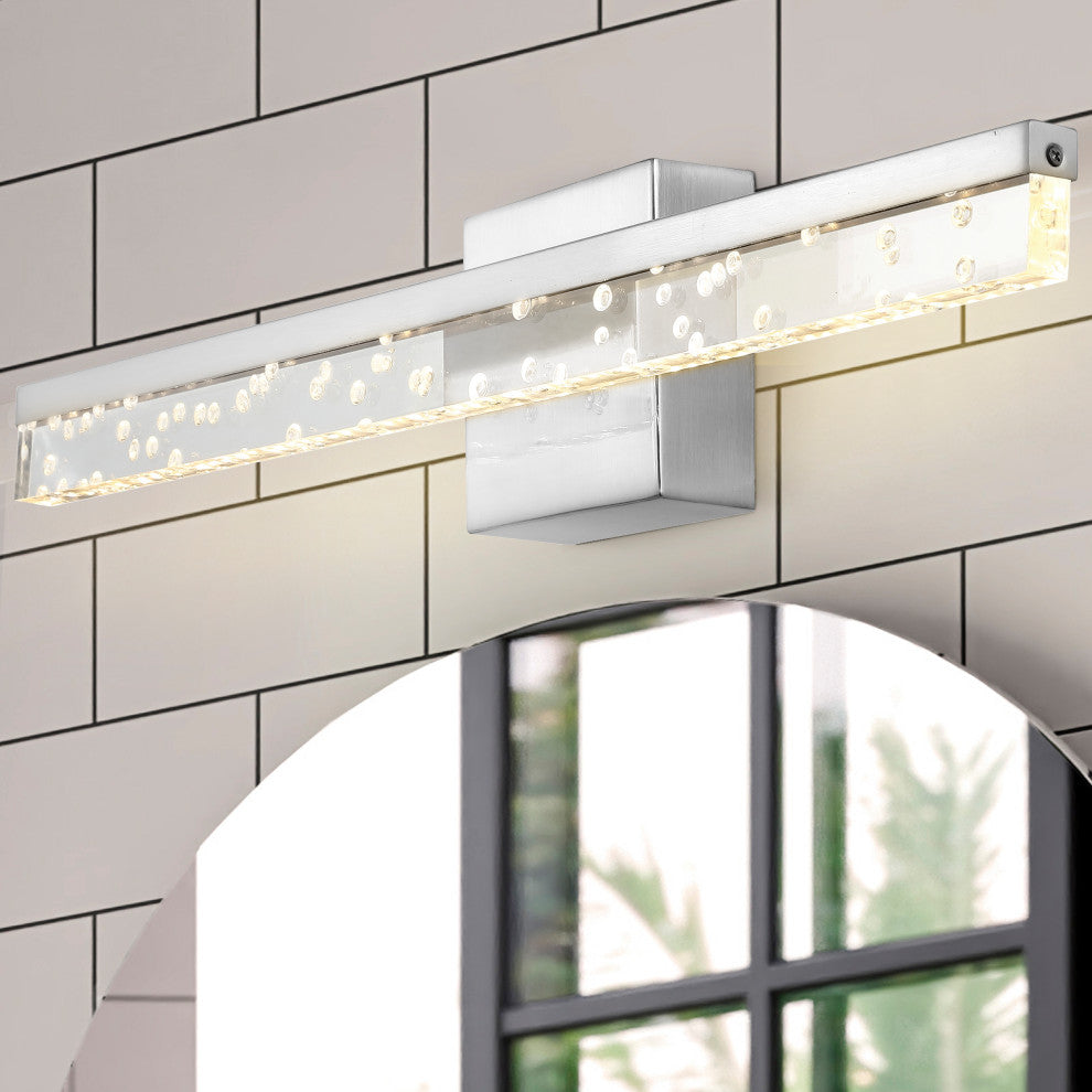 Mario 22" 1-Light 360-Degree Rotatable Integrated LED, Chrome/Clear, Width: 22"