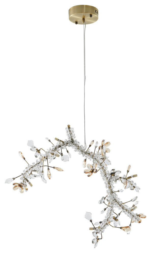10-Light 22" Gold Stainless Steel Chandelier With Clear and Champagne Crystals