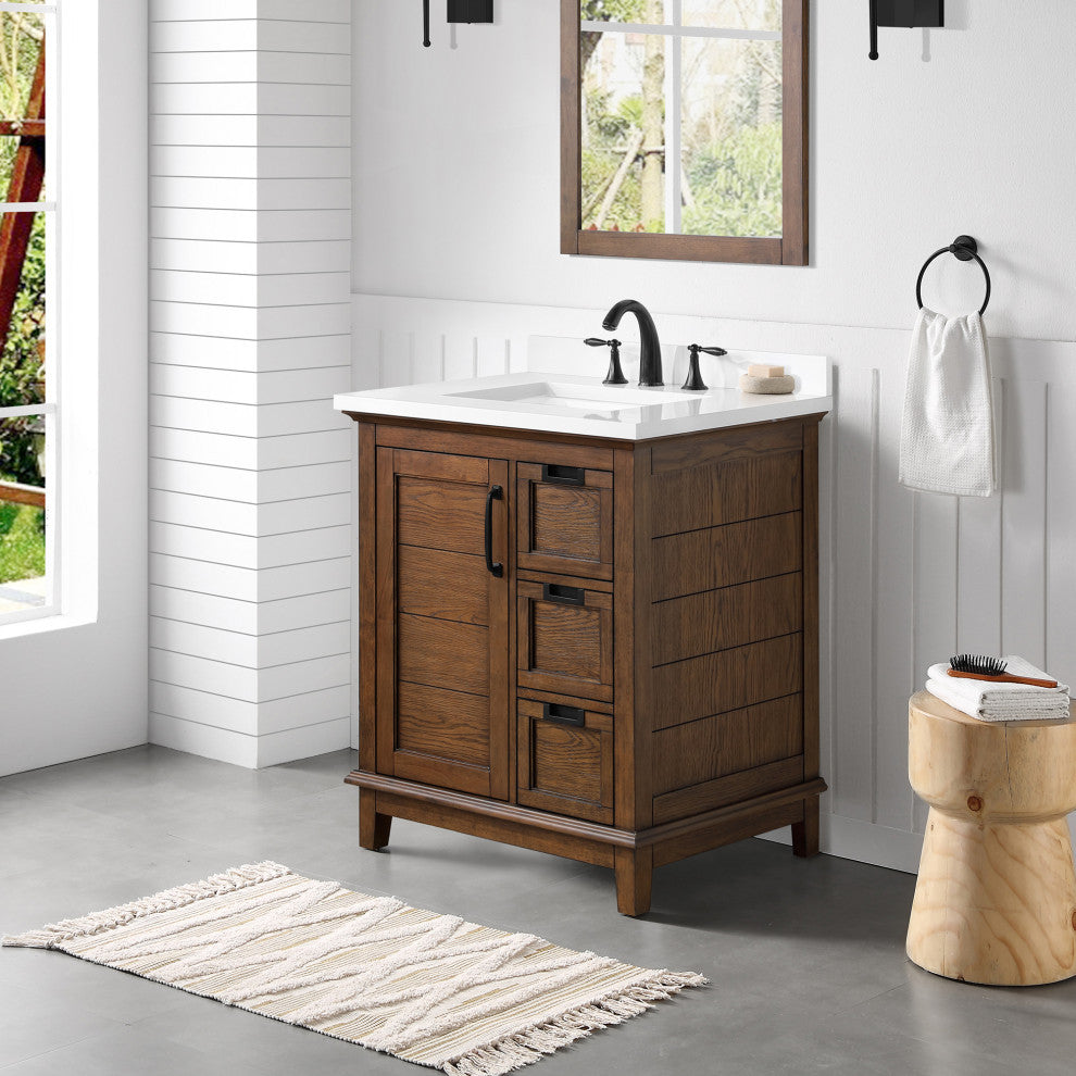 Pembroke 30" Bathroom Vanity Antique Coffee Ash Veneer
