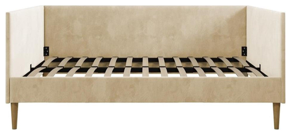 DHP Franklin Mid Century Upholstered Daybed Full Size in Tan Velvet