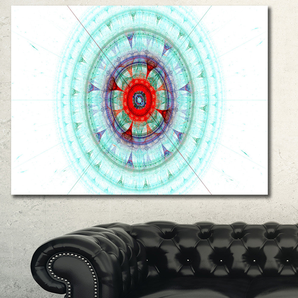 Light Blue Fractal Sphere, Oversized Abstract Canvas Art Print, 60x40