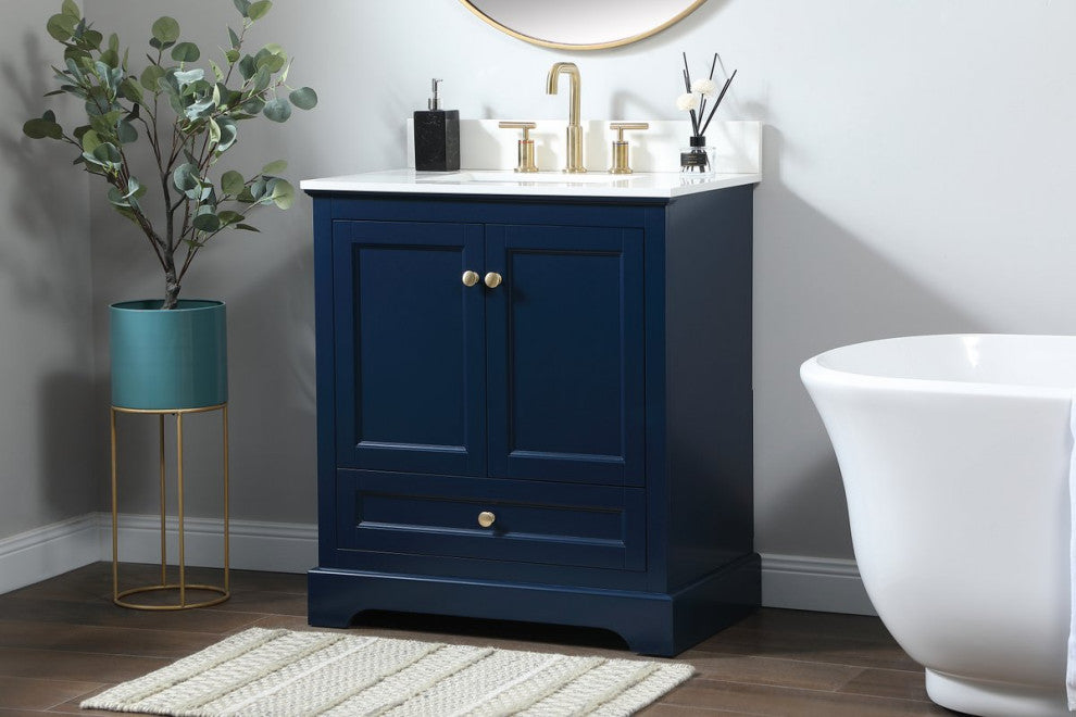 Elegant VF15530BL-BS 30"Single Bathroom Vanity, Blue With Backsplash