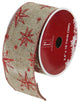 Star & Beige Burlap Wired Christmas Craft Ribbon