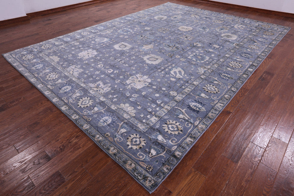 10' 1" X 14' 1" Wool & Silk Persian Hand Knotted Rug - Q15548
