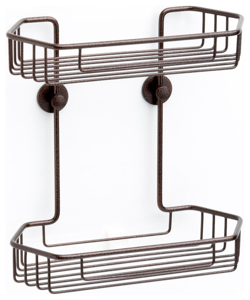 no drilling required - Double Shower Caddy - 100% Rustproof, Atlas Bronze