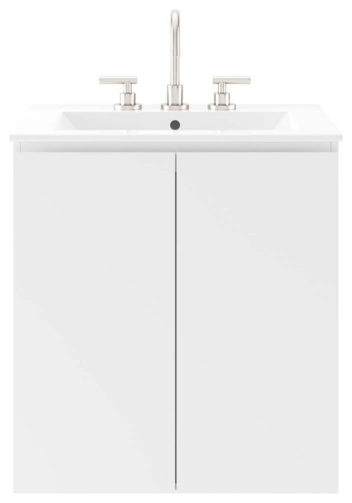 Bryn 24" Wall-Mount Bathroom Vanity, White White