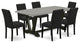 7-Piece Kitchen Table Set, 6 Chairs and Dining Table, Black