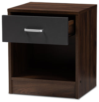 Hansel 1-Drawer Dark Brown and Dark Gray Nightstand