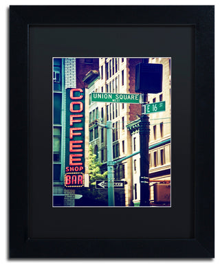 Philippe Hugonnard 'NYC Coffee Bar', Black Frame, Black Mat, 14x11