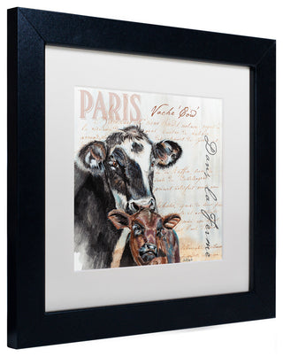 'Dans la Ferme Cow' Art, 11x11, Black Frame, White Mat