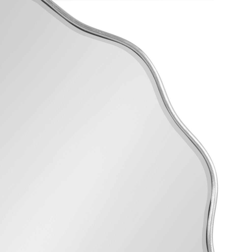 Viona Round Scalloped Mirror, Silver 26" Diameter
