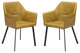 Set of Two Vintage Look Faux Leather Yellow Brown Armchairs