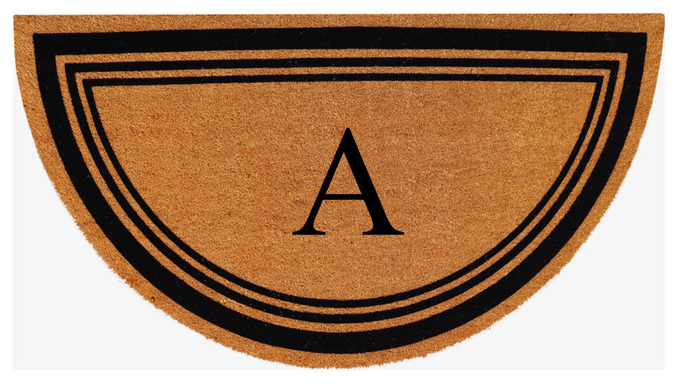 A1HC Natural Coir Flock Monogrammed Door Mat for Front Door, 30x60, A