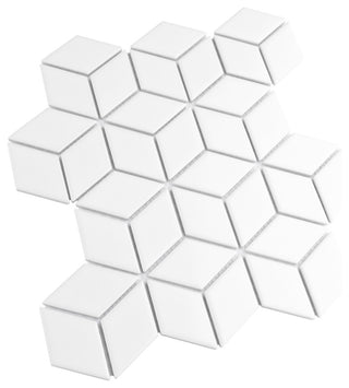 Metro Rhombus Mosaic Floor and Wall Tile, Glossy White