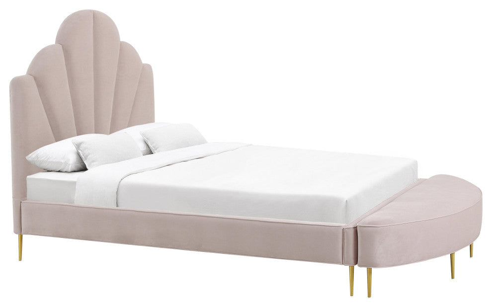 Bianca Blush Velvet Bed in Full