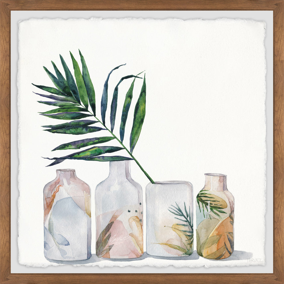 "Tropic Palm Vases" Framed Painting Print, 18"x18"