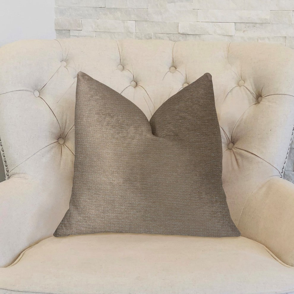 Cafe au lait Brown and Beige Luxury Throw Pillow, 18"x18"
