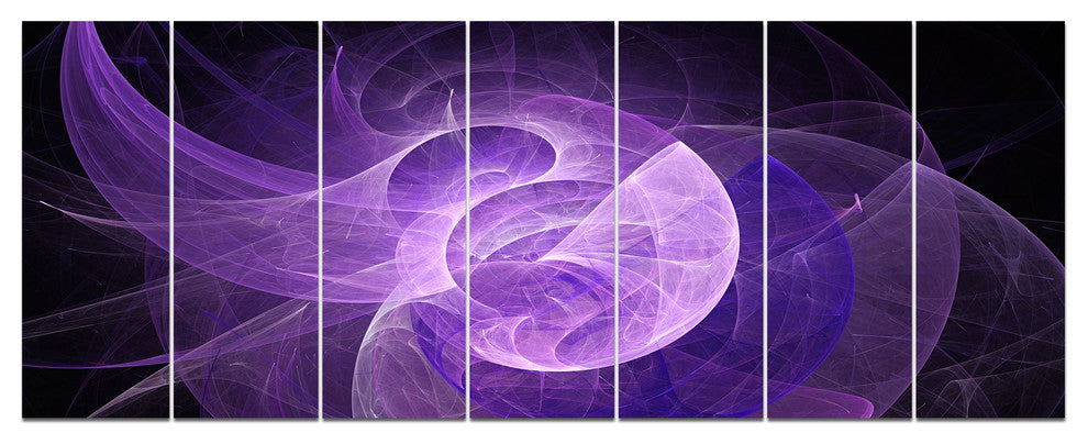 Purple Mystic Psychedelic Design, Abstract Art on Canvas, 83"x32", 7 Panels