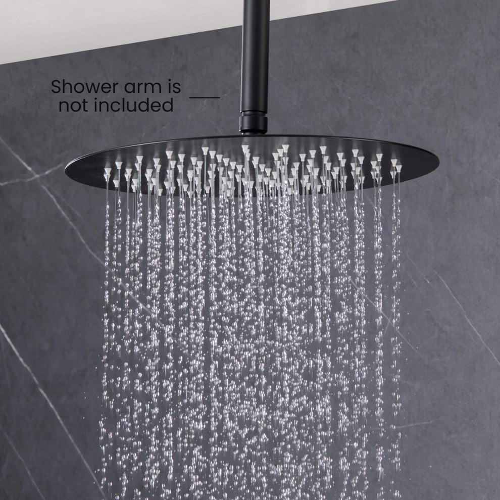 Circular 12" Metal Ultra Thin Profile Rain Shower Head 1.75 GPM, Matte Black