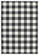 9"x13" Black and Ivory Gingham Indoor Outdoor Area Rug