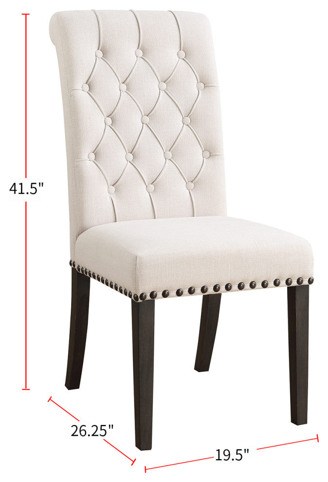 Set Of 2 Dining Chairs, Beige and Black Finish