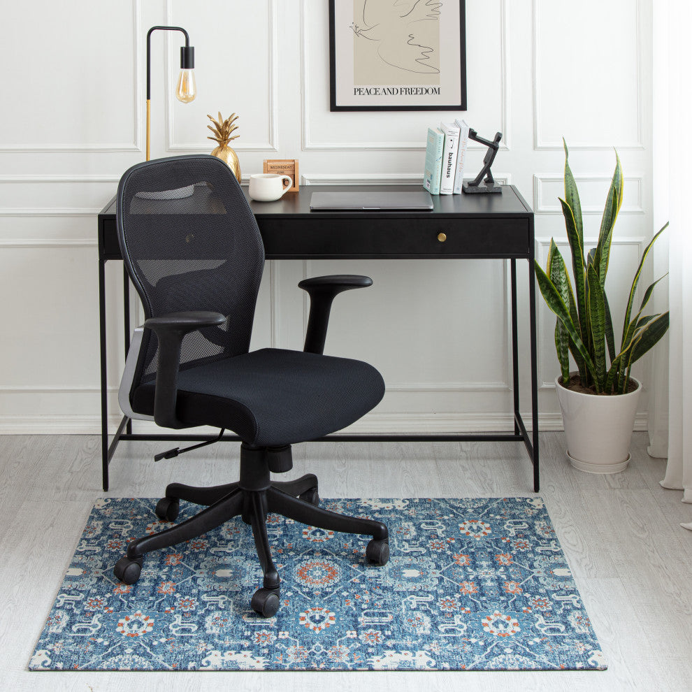 36" x 48" Alta Blue and Ivory 1/2" Rug'd Chair Mat