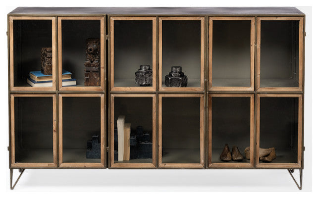 Pender 63"L Black Metal Glass Door Display Cabinet