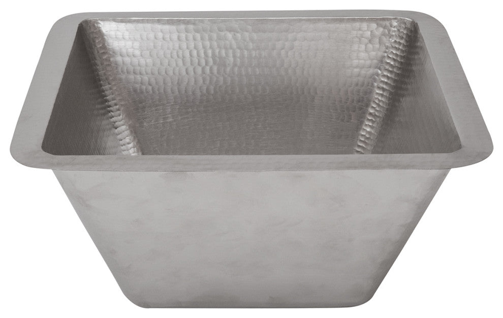Premiere Copper LSQ15EN 15" Electroless Nickel Square Hammered Copper Sink