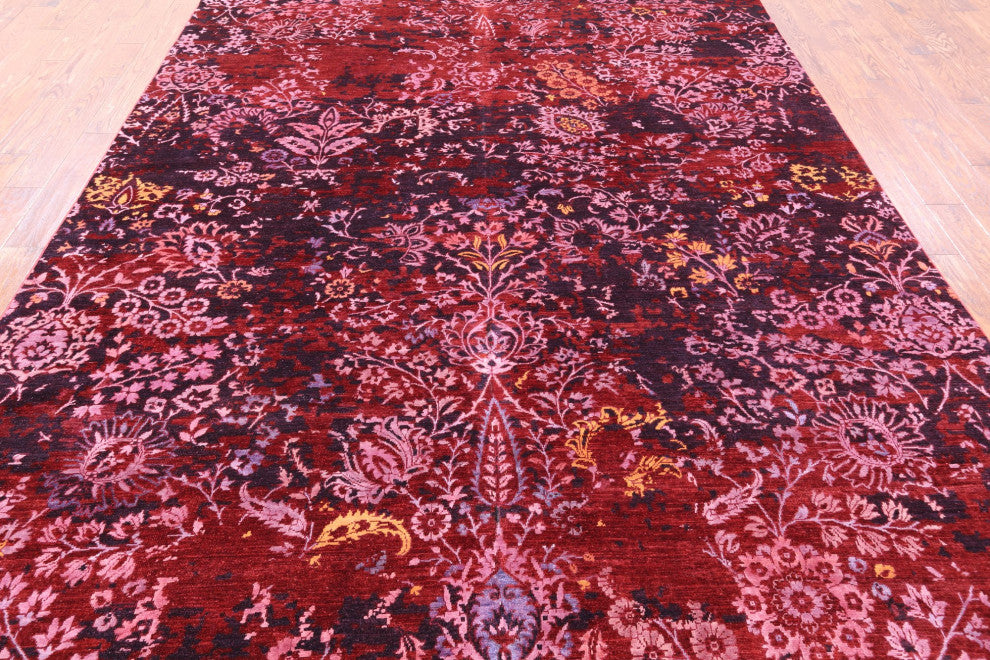Wool and Silk Modern Hand Knotted Rug 8' 10" X 11' 11" Q9951