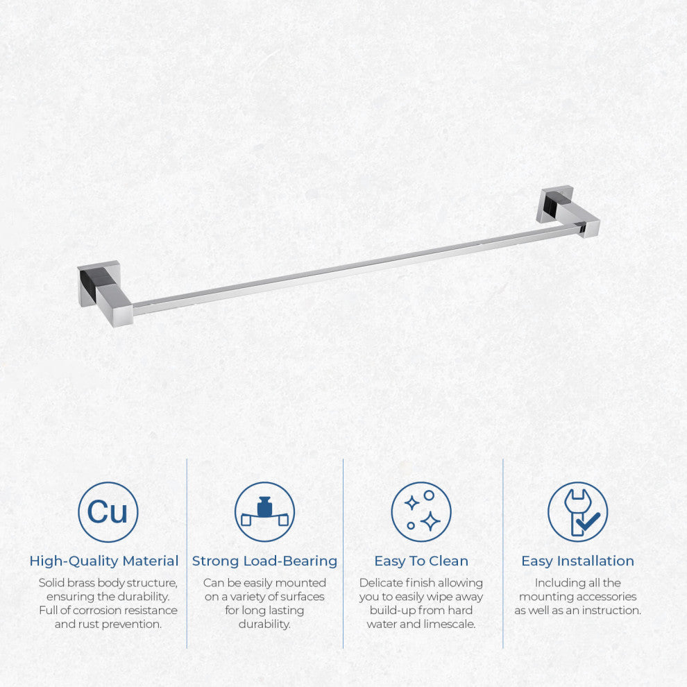 Cube 24" Bathroom Towel Bar KBA1504, Chrome