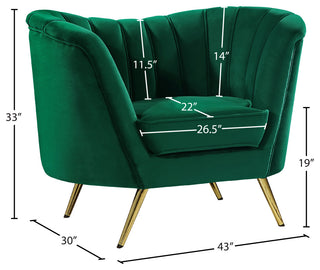 Margo Velvet Upholstered Set, Green, Chair