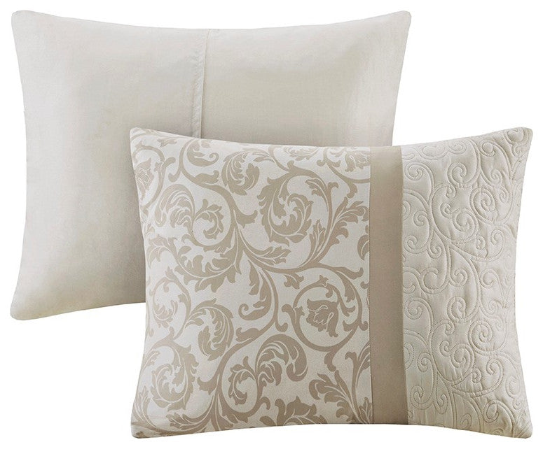 510 Design Ramsey Embroidered 8 Piece Comforter Set, Neutral, King