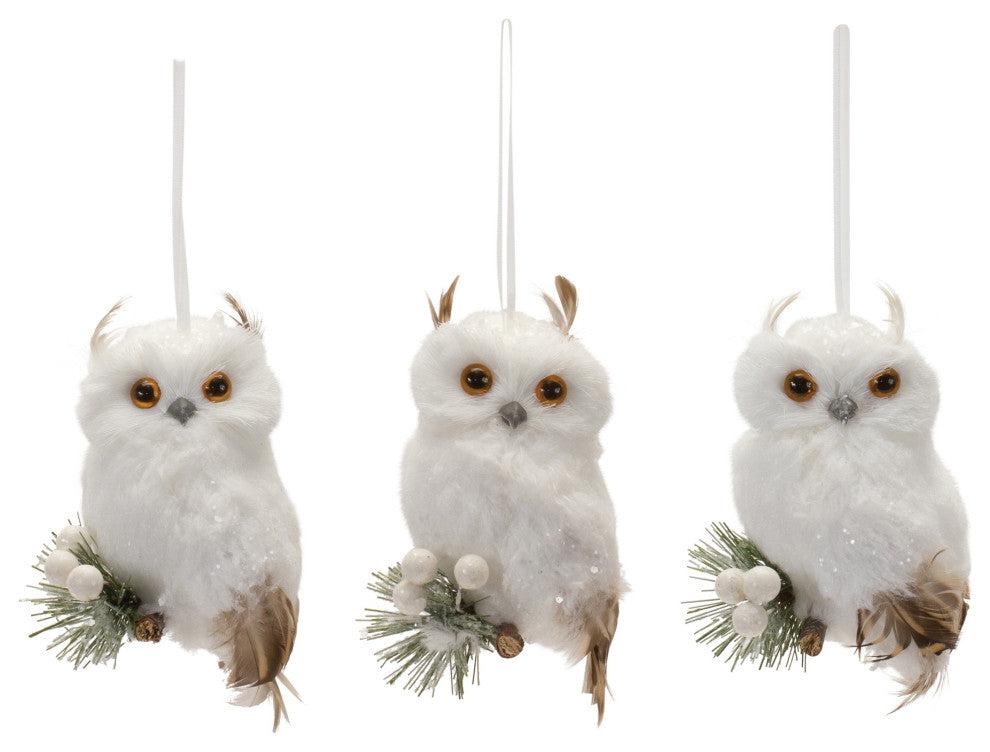 Feathered Owl Ornament, 6-Piece Set(