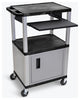Luxor Tuffy 3-Shelf Cart, Pullout Shelf, Legs, Electric, Black, Nickel Cabinet