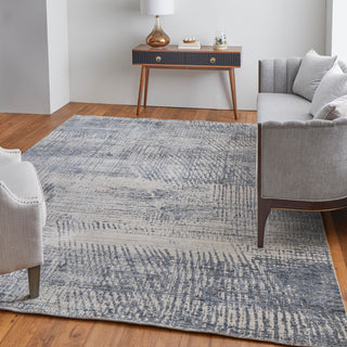 Kinton Modern Abstract, Blue/Ivory/Gray, 10'x14' Area Rug