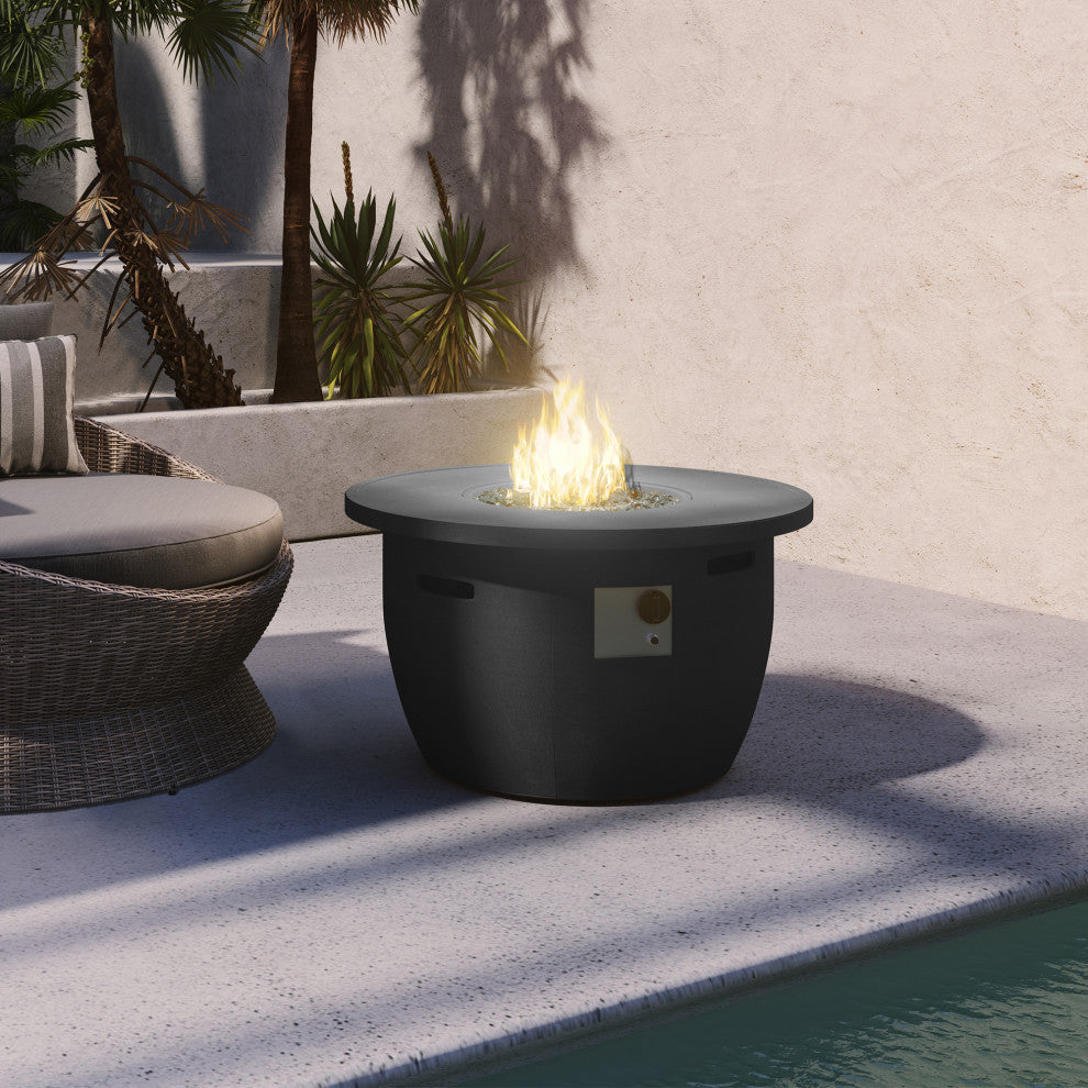 Martha Stewart Lily Pond Gas Heating 42" Round Dark Charcoal Fire Table