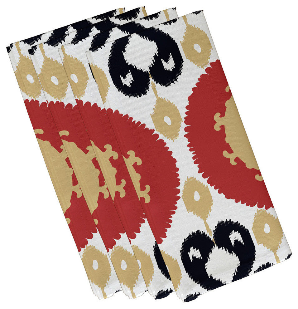 Boho , Geometric Print Napkin, Coral, Set of 4