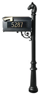 Lewiston Equine Mailbox Post System-Fluted Base, Horsehead Finial, Black